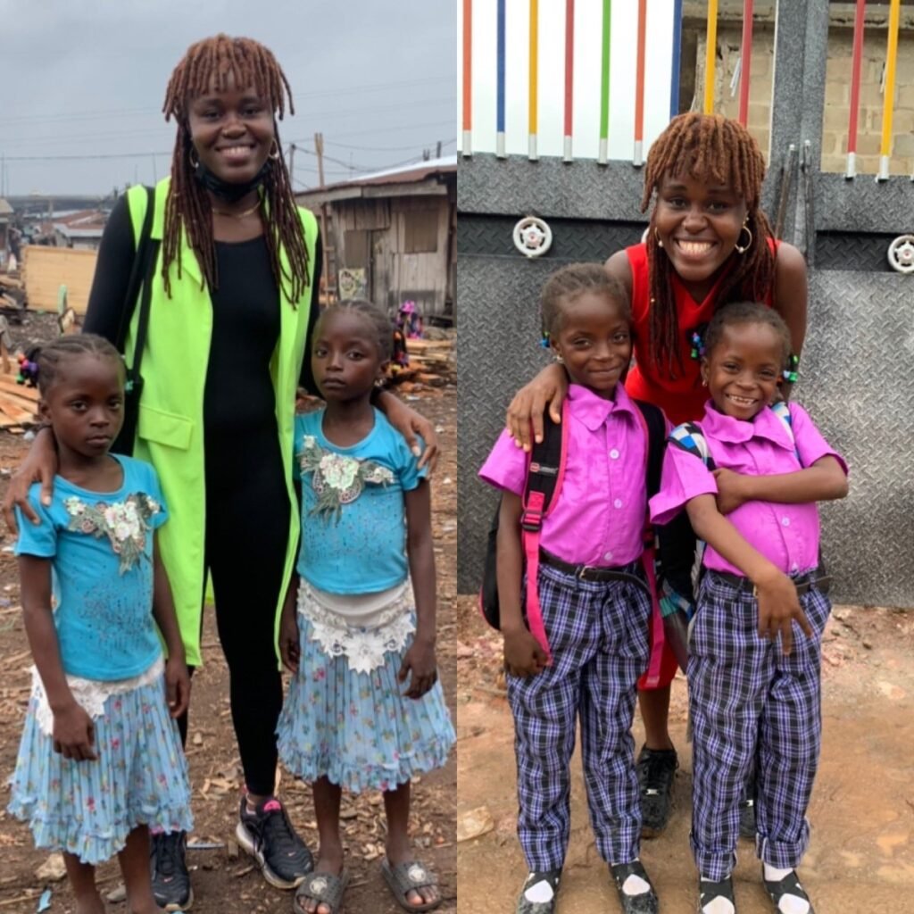 Seyi Oluoye and girls at Dream Catchers Academy.