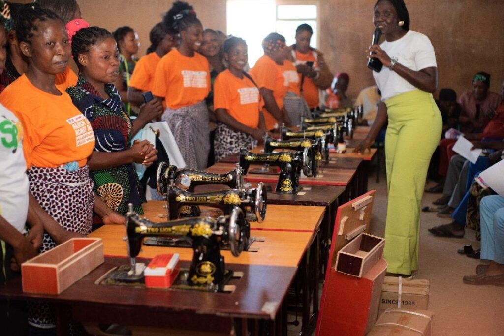 100 girls comprising teenage mothers, survivors of money marriage, and at-risk girls receive start-up kits to start small businesses.