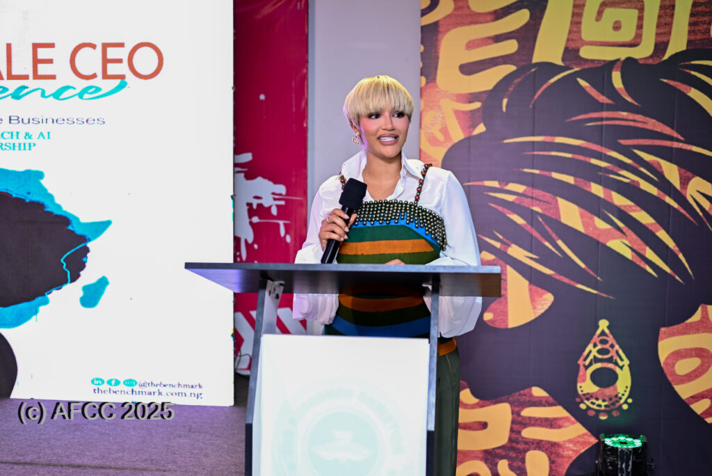 Dr Elizabeth Jack-Rich, Businesswoman, Philanthropist and Founder of Elin Group,  delivering a keynote address at AFCC 2025.