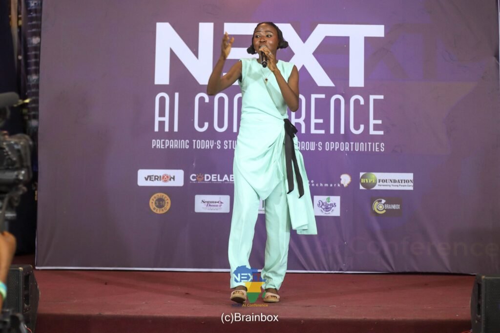 Bukola Peter-Chukwusah, co-Founder, NEXT AI (NEXT 54 Ltd) delivers a keynote speech at the NEXT AI Conference.